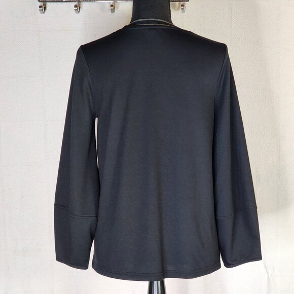 Banana Republic Black Grey Crew Neck 3/4 Sleeve Litwt Poly Rayon Span Top Size S - Picture 10 of 16